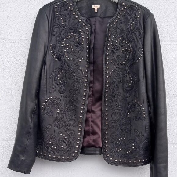 Reba Women's Black Tooled Leather Jacket - Picture 1 of 7